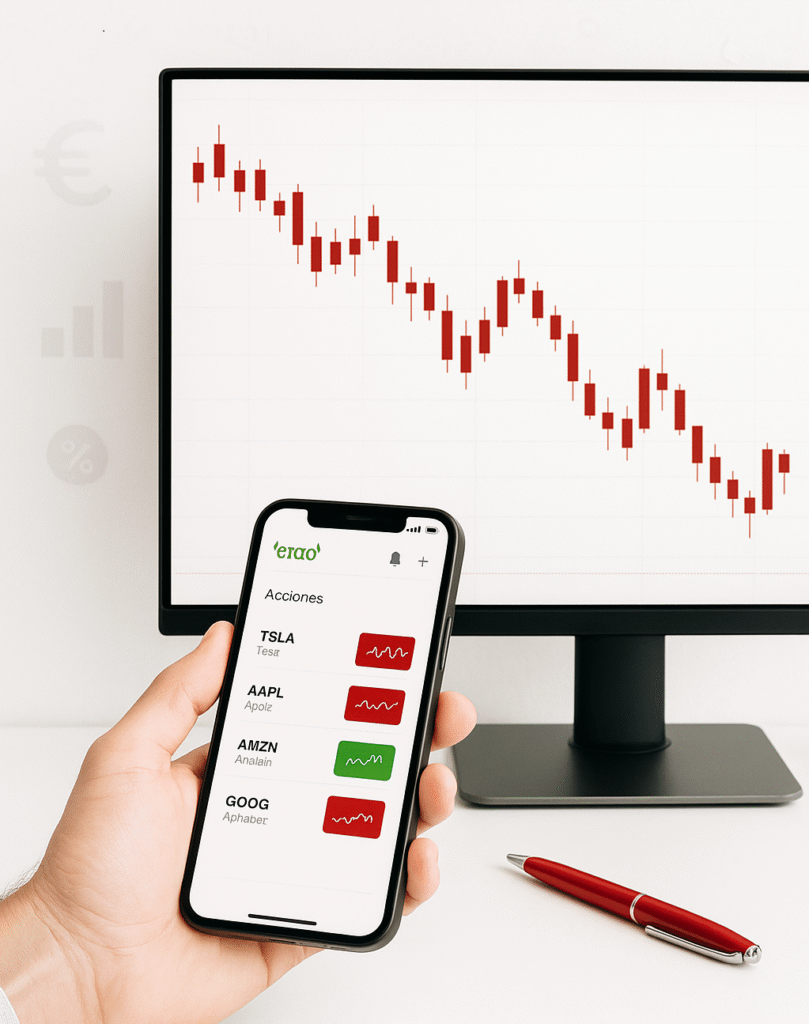 Imagen de gestión financiera para pymes en España, mostrando una tablet con gráficos y monedas.